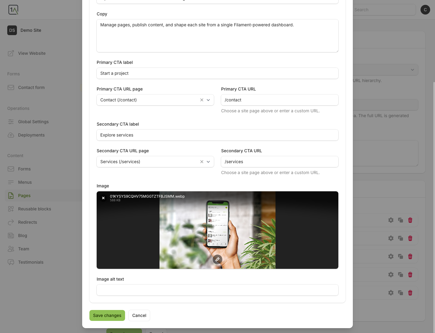 Block with an existing image