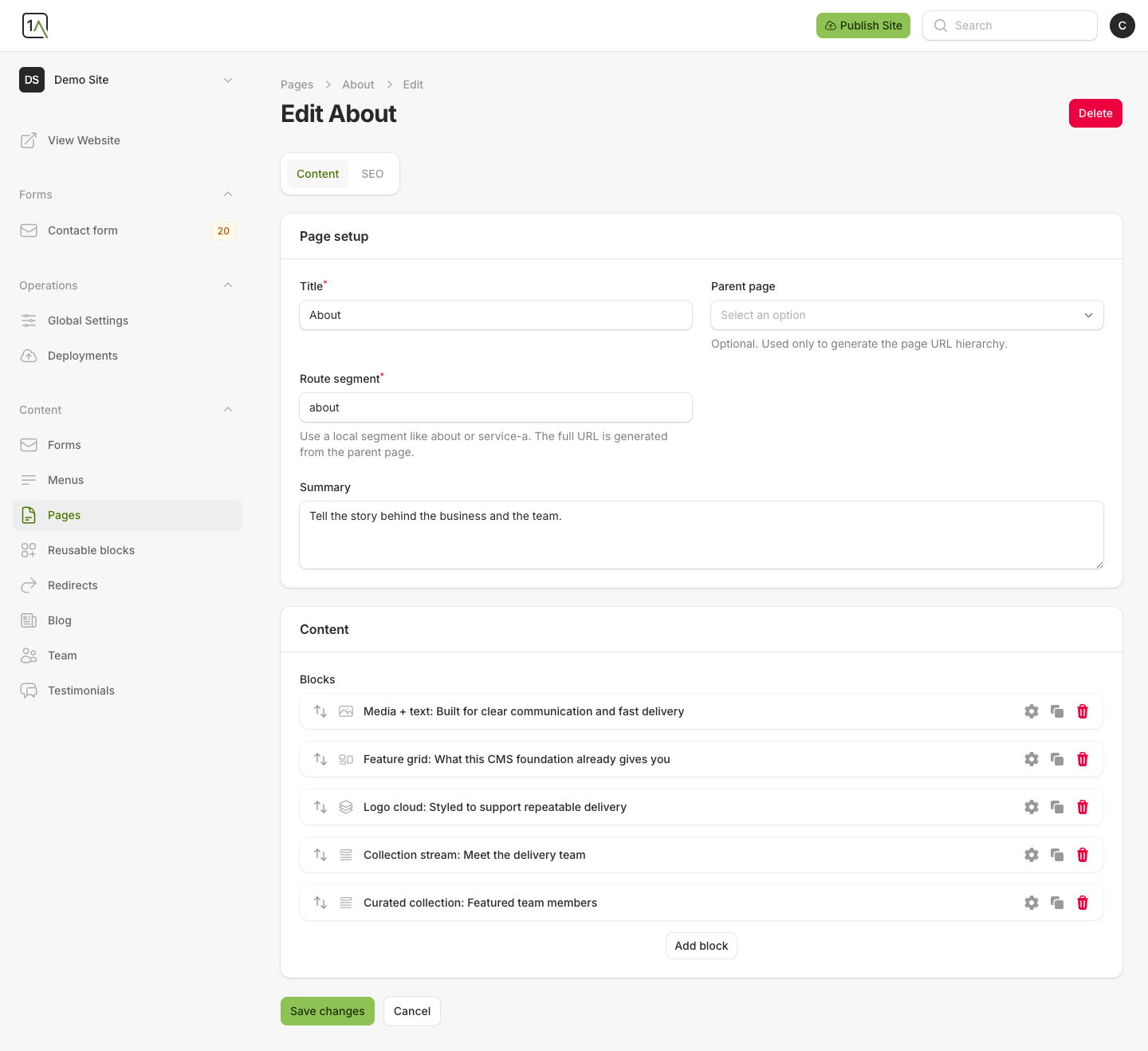 Page editor overview