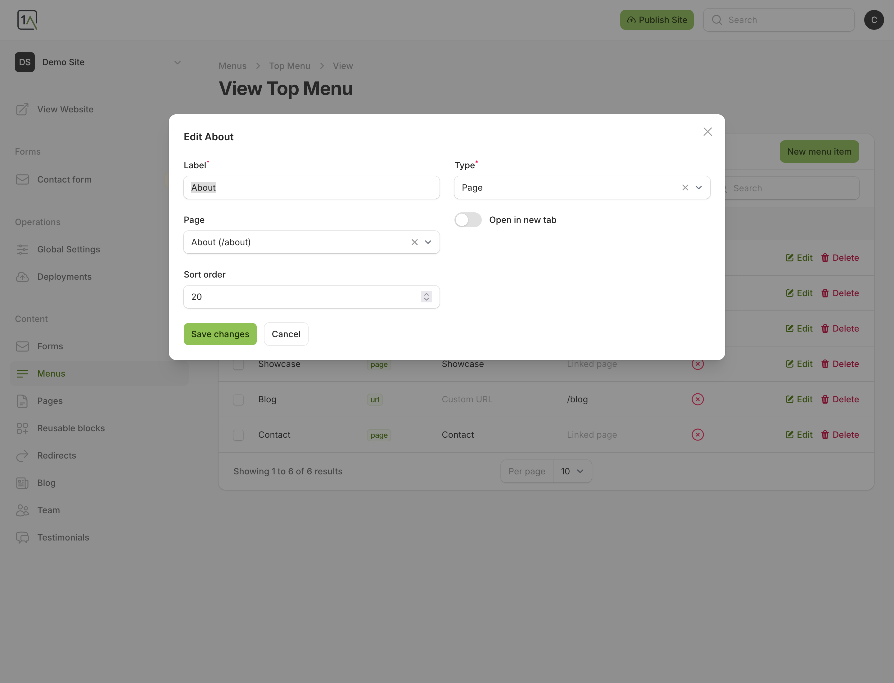 Edit menu item